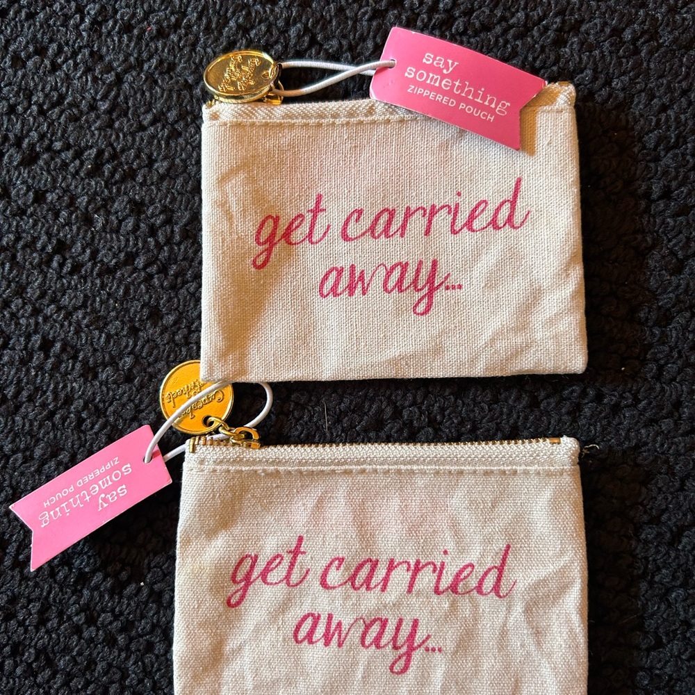 Sweet Canvas Mini Zippered Pouch " Get Carried Away "